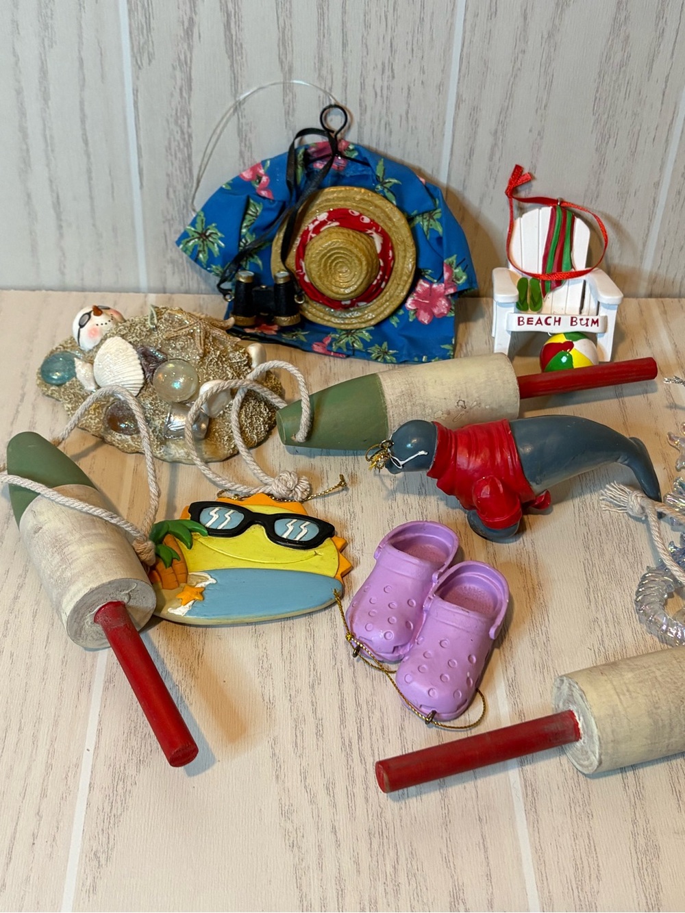 Nautical Beach Coastal Theme Christmas Ornaments Set Of 10